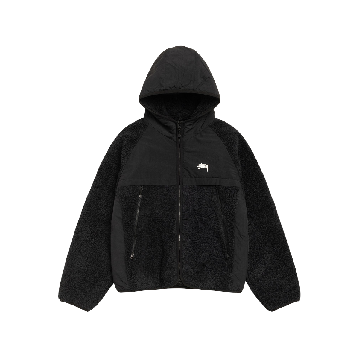 Stussy Sherpa Paneled Hooded Jacket Black