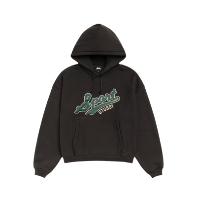 Stussy Satin Patch Oversized Hoodie Washed Black