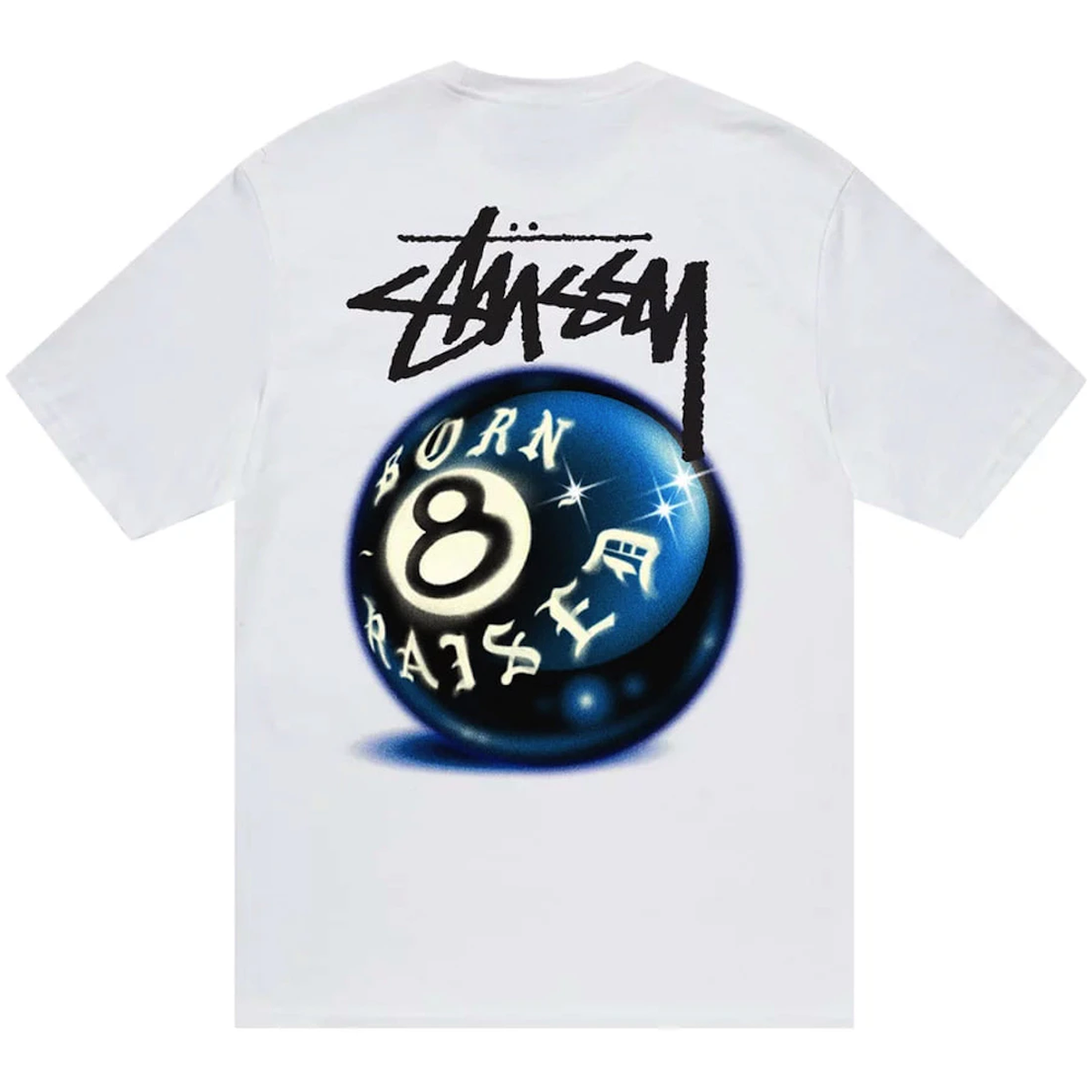 Stussy Born X Raised 8 Ball Tee White