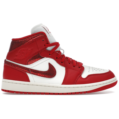 Air Jordan 1 Mid SE Red Cracked Leather