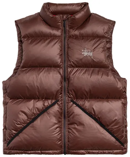 Stussy Micro Ristop Down Vest Brown
